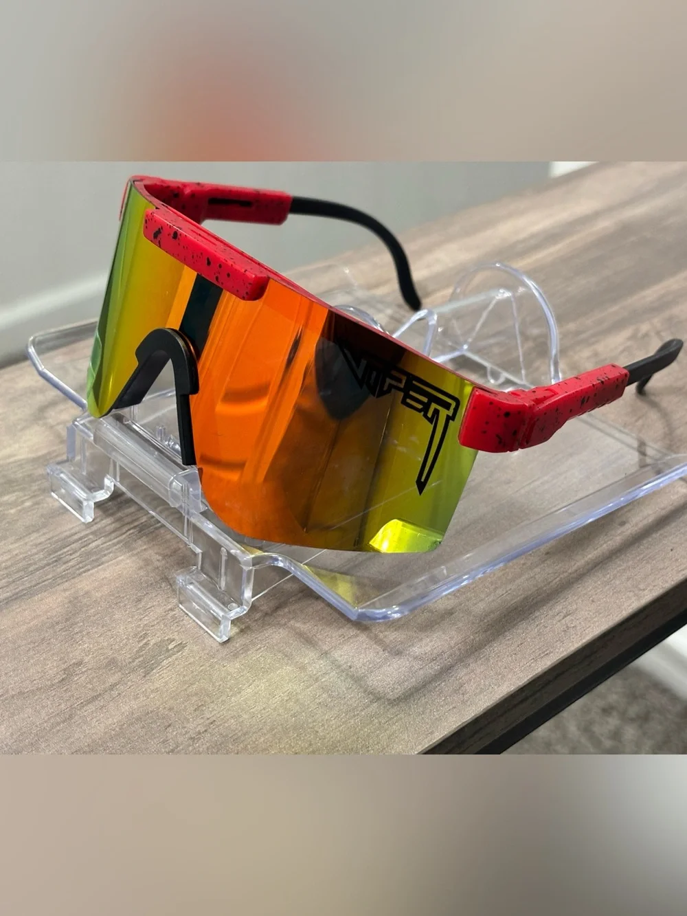 Pit Viper Shield Wraparound Cycling Sunglasses Red Plastic Mirrored Multi UV400